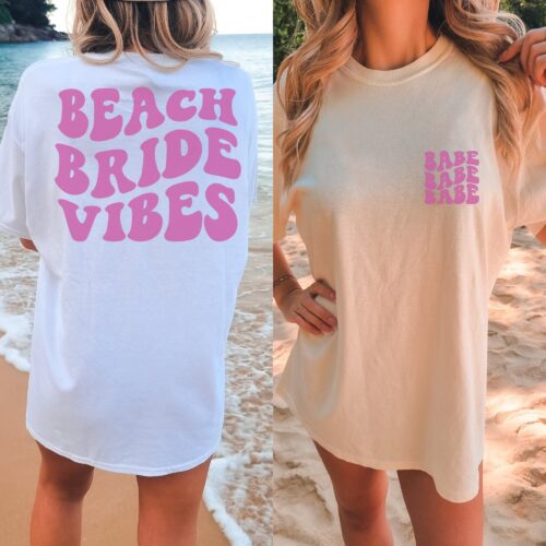 Retro Beach Bachelorette Oversized Tee: Preppy Style image 0