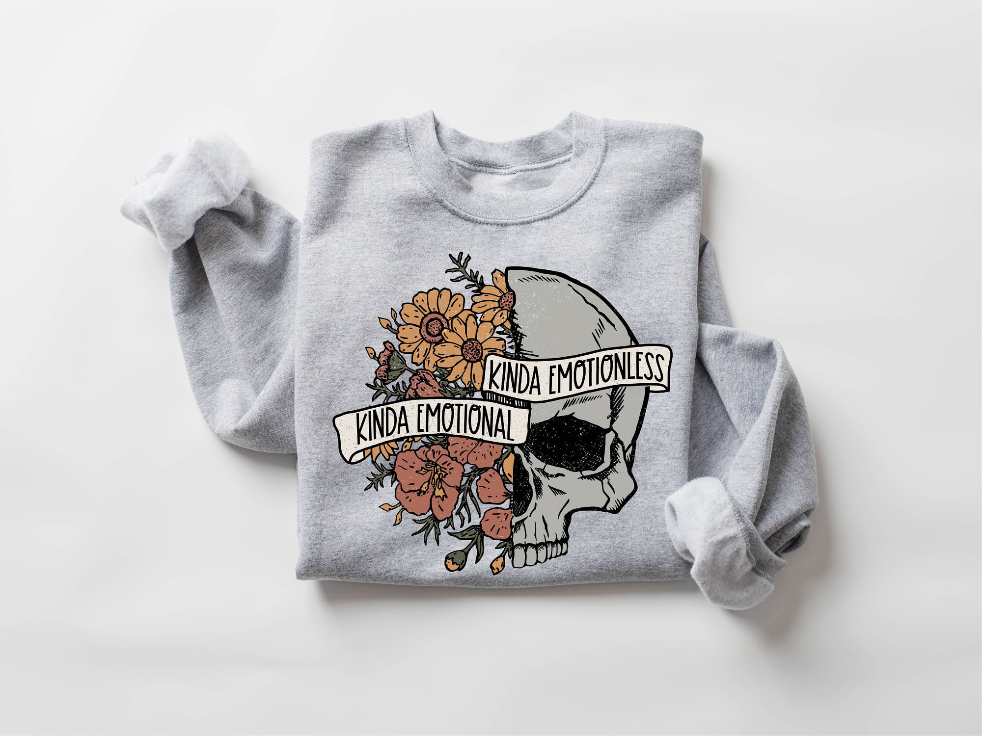 Spooky Floral Skull & Skeleton Sweatshirt for Halloween Season image 5