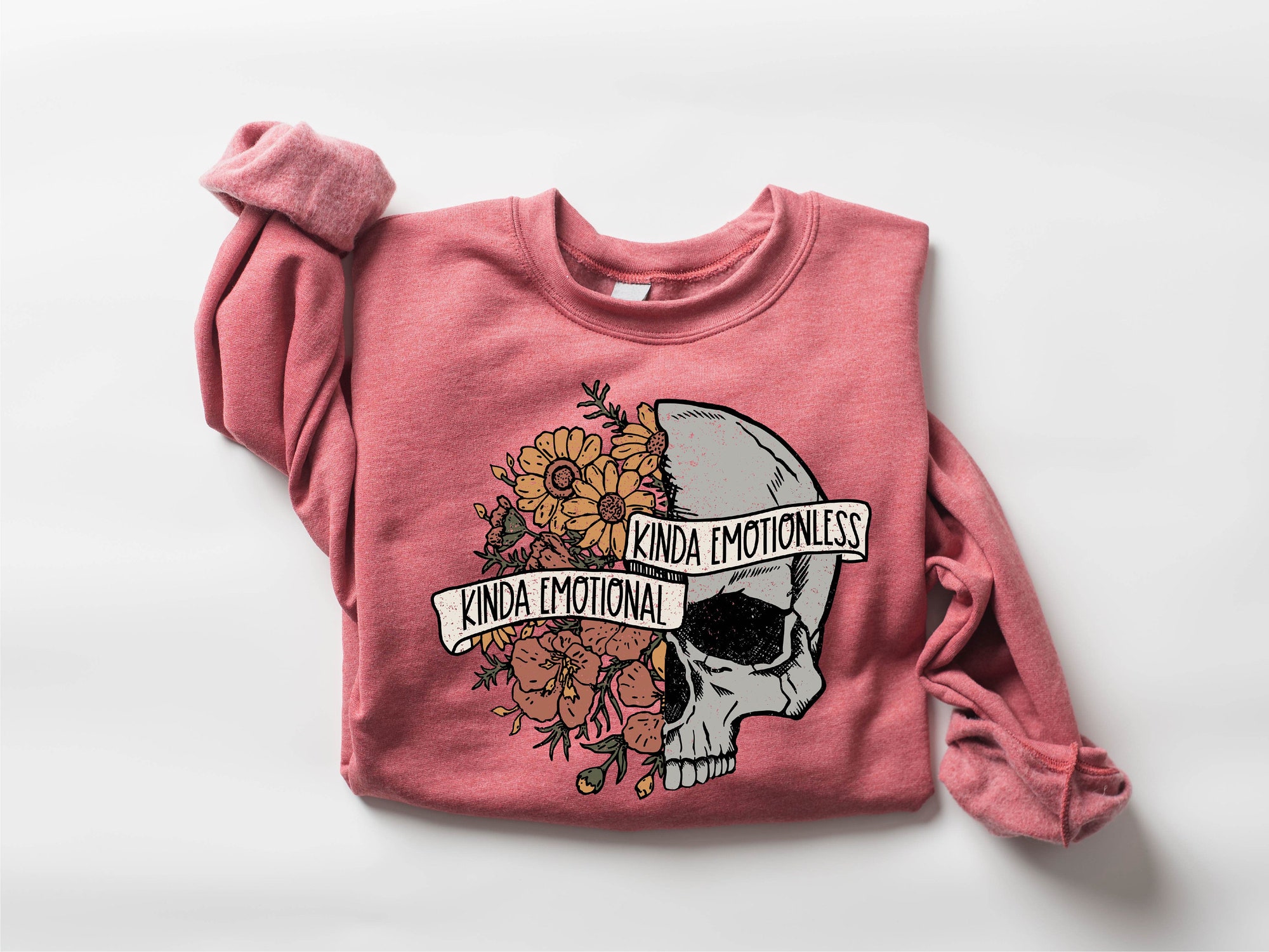 Spooky Floral Skull & Skeleton Sweatshirt for Halloween Season image 7