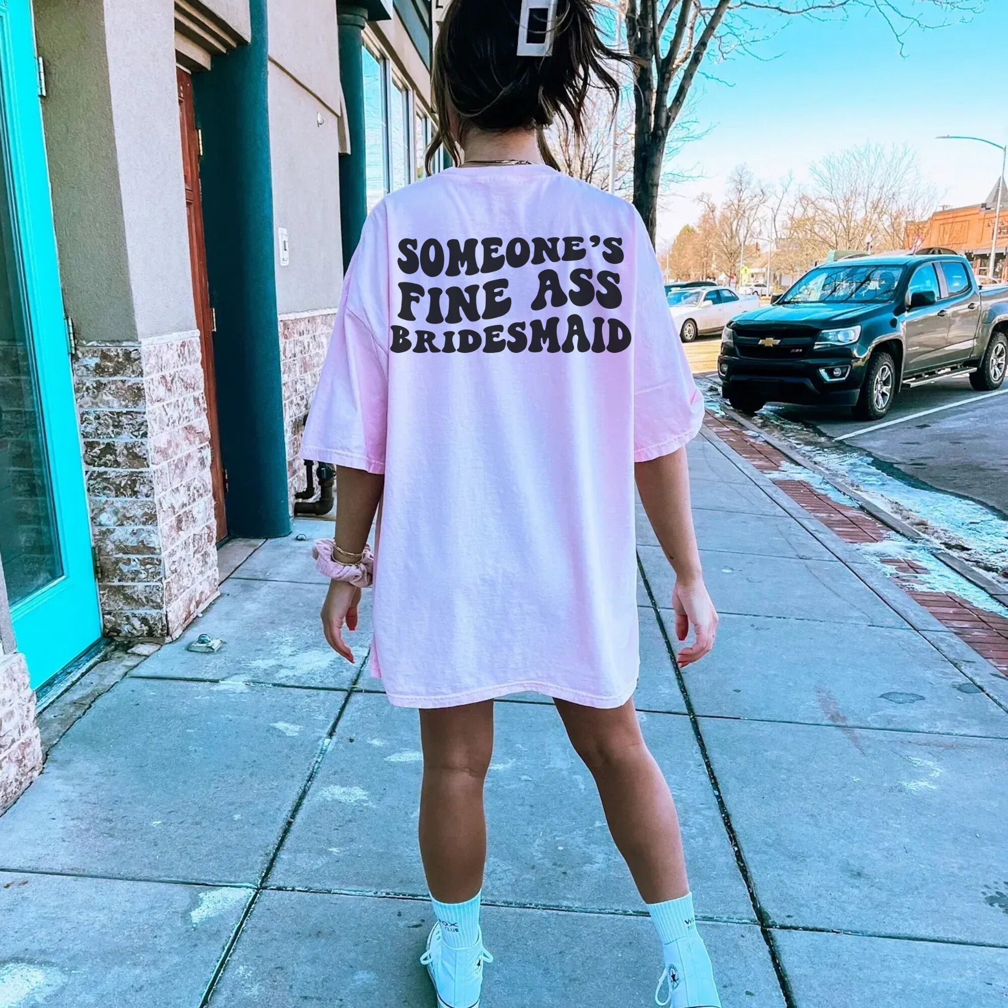 Fine Ass Fiance: Custom Bachelorette Shirts Retro & Pink Oversized Tees image 1