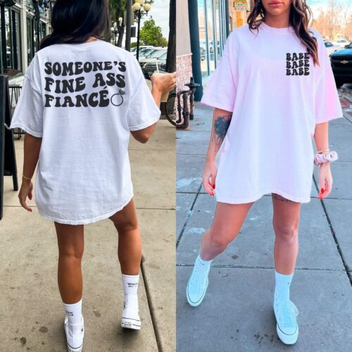 Fine Ass Fiance: Custom Bachelorette Shirts Retro & Pink Oversized Tees image 0