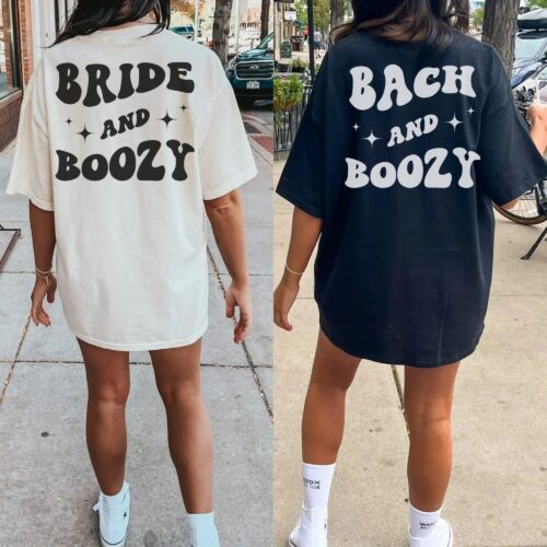 Bach And Boozy: Custom Retro Bachelorette Shirts Bride Oversized Tees image 0