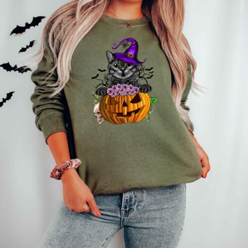 Halloween Sweatshirt: Cat Lover Shirt image 0