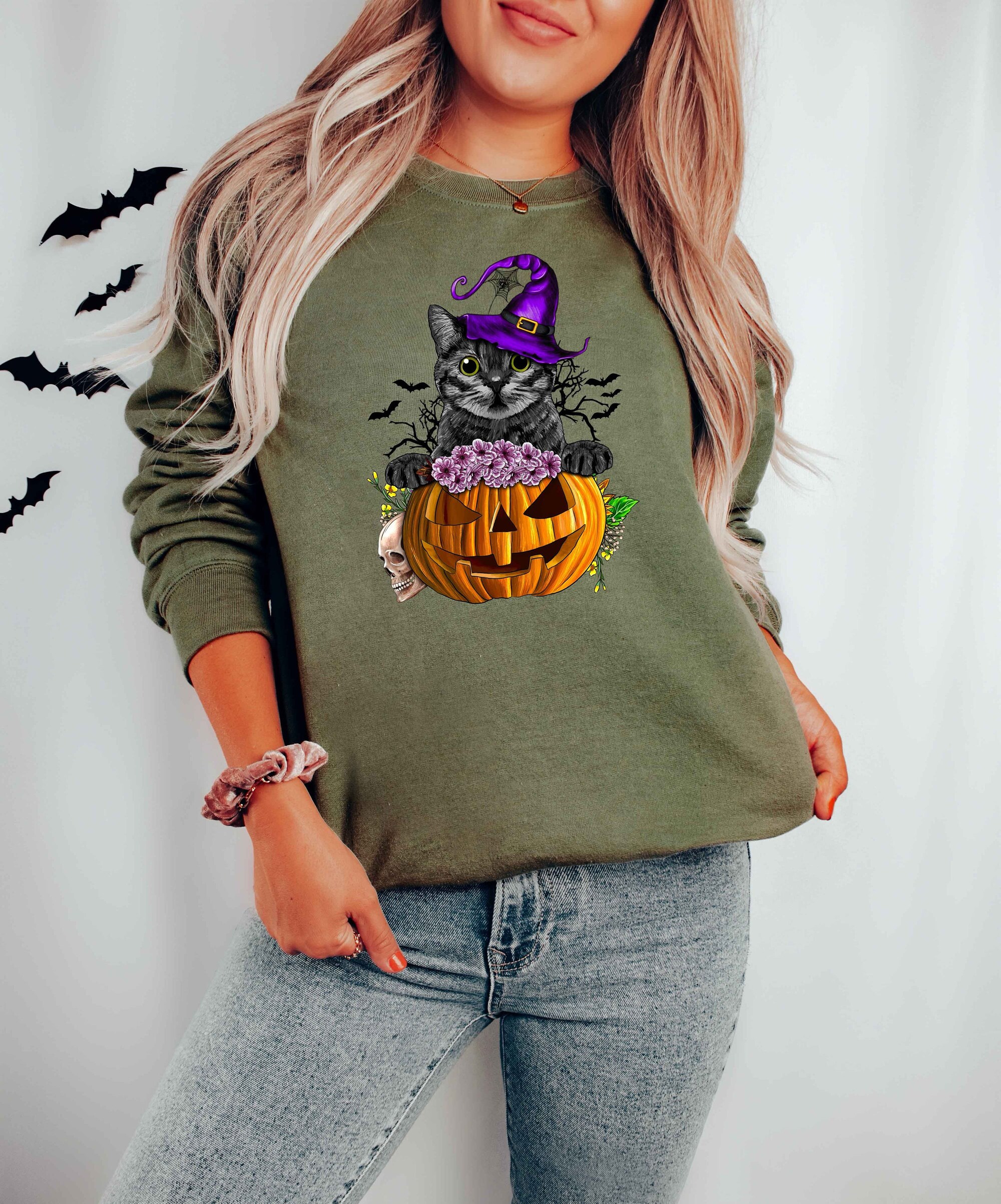 Halloween Sweatshirt: Cat Lover Shirt image 0
