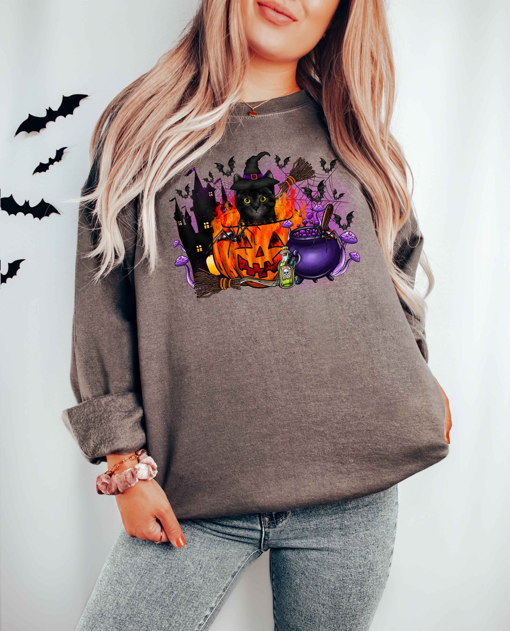 Halloween Cat Ghost Sweatshirt image 3