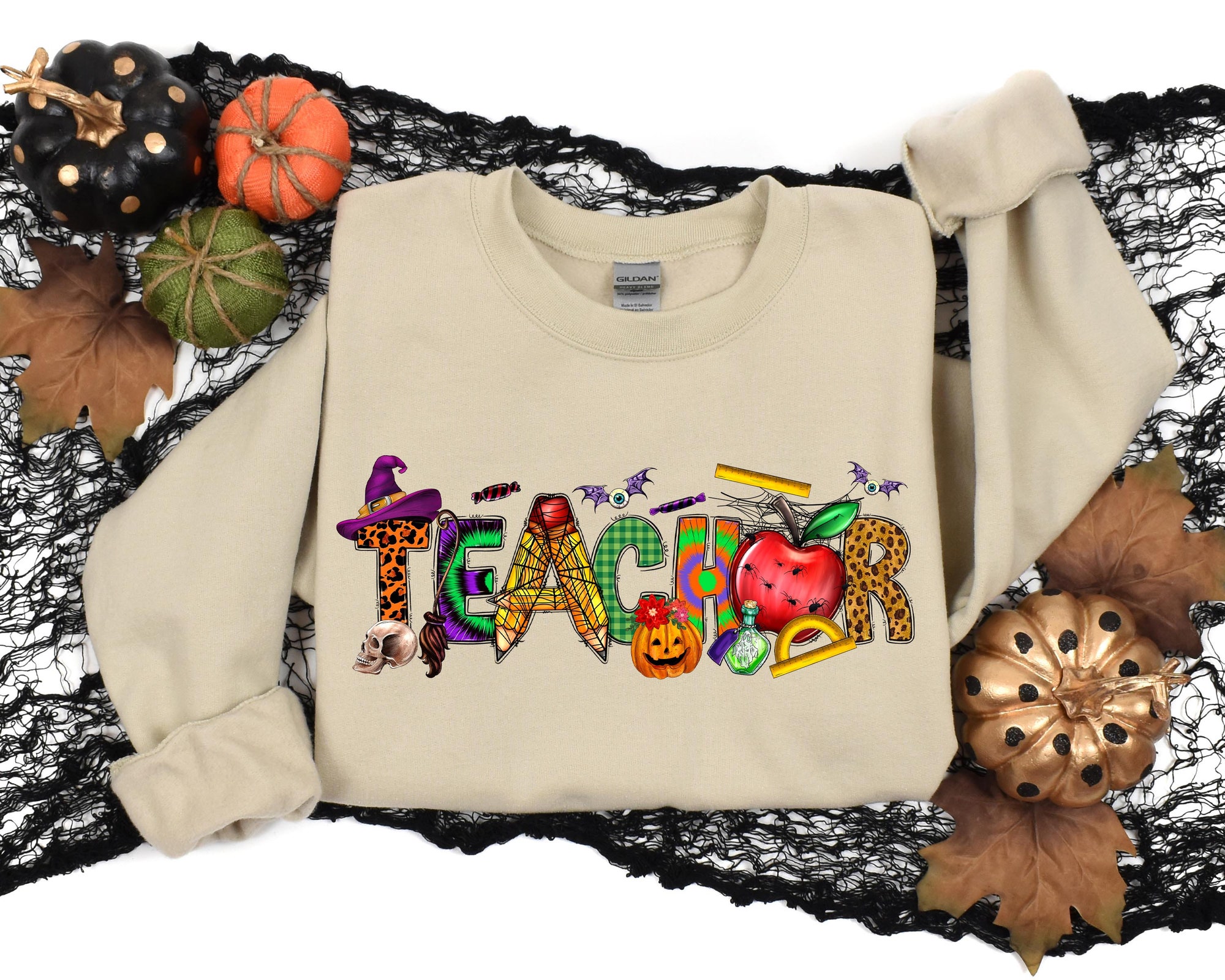 Spooky Teacher Halloween Sweatshirt image 2