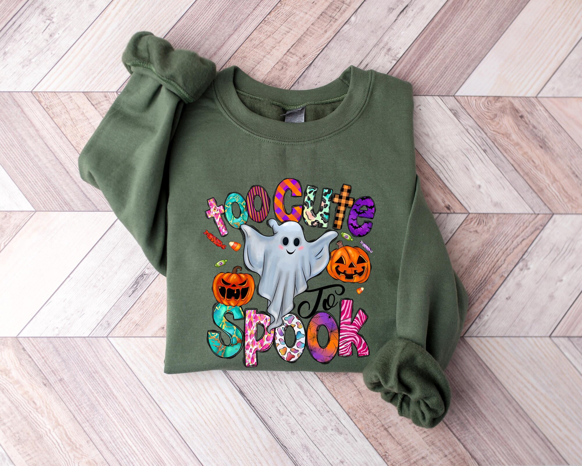 Too Cute to Spook Stay Spooky Vibes Halloween Sweatshirt image 1