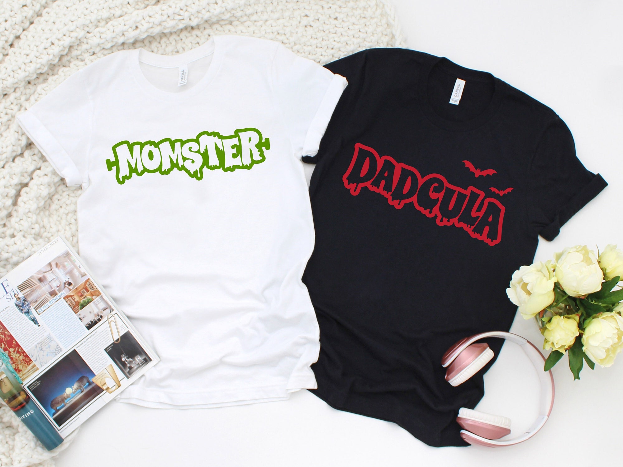 Family Halloween Momster Dadcula Matching Shirts image 0