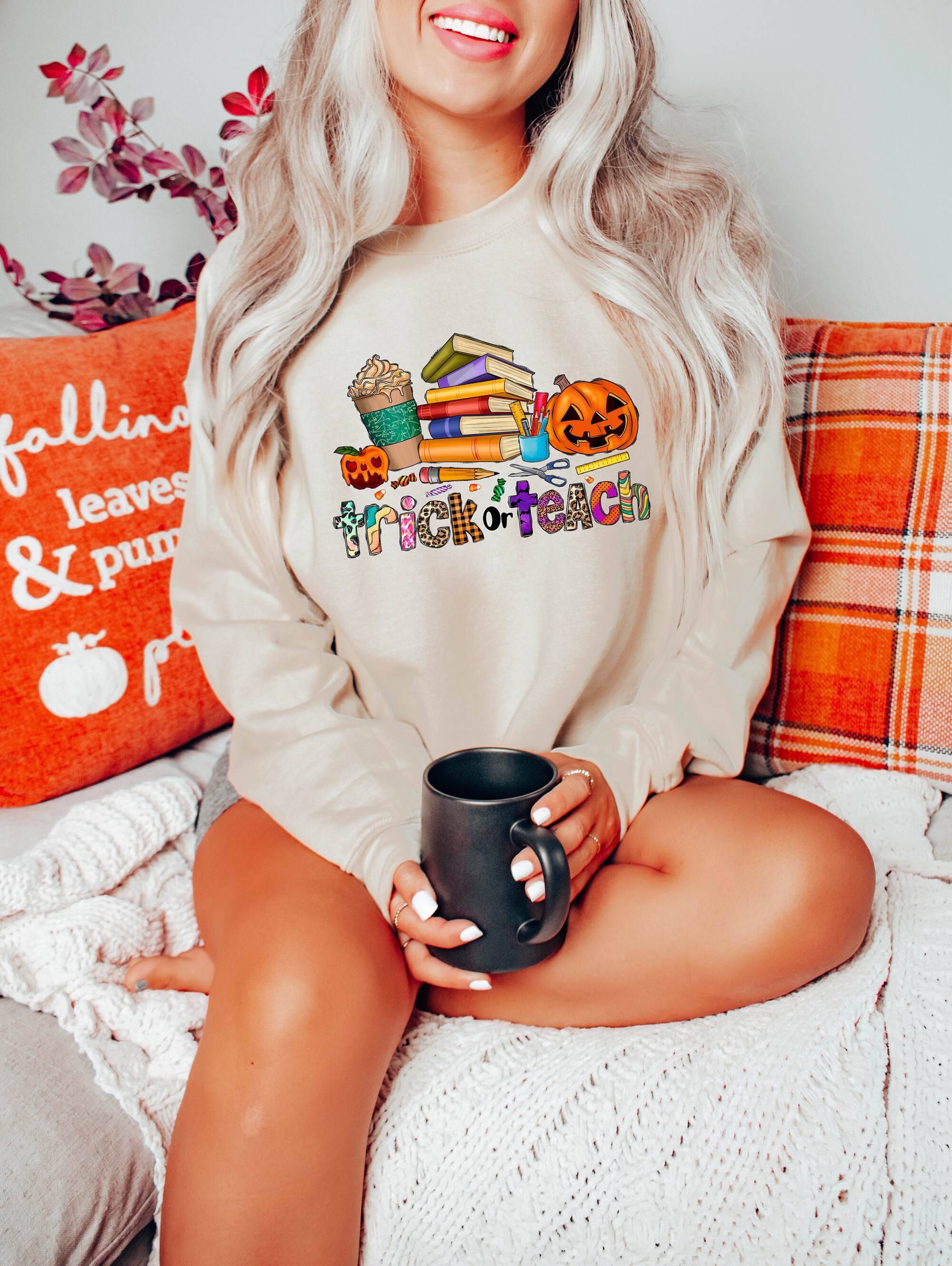 Trick Or Teach Halloween Teacher Sweatshirt image 2