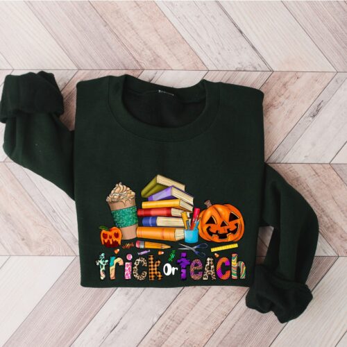 Trick Or Teach Halloween Teacher Sweatshirt image 0