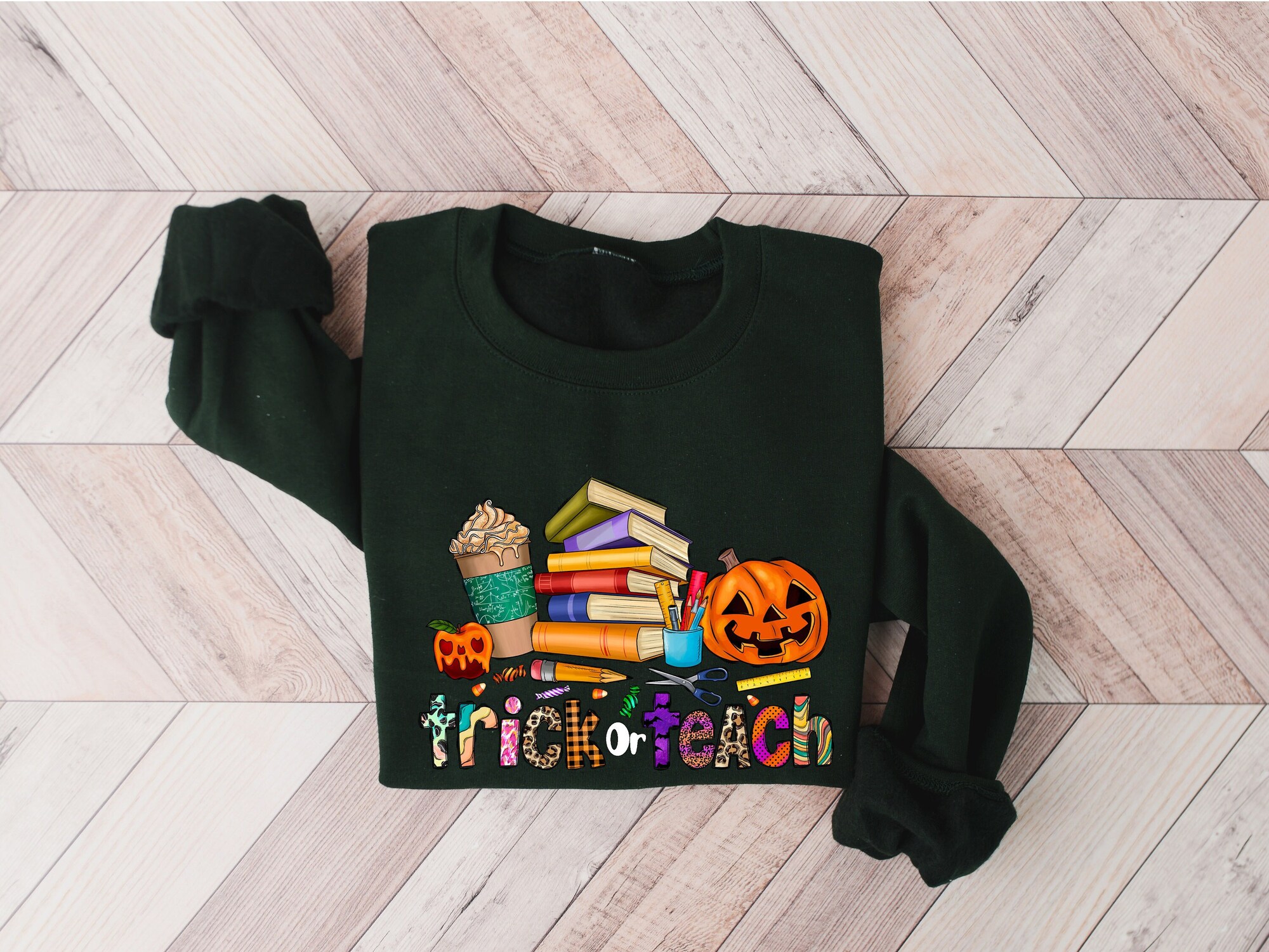 Trick Or Teach Halloween Teacher Sweatshirt image 0