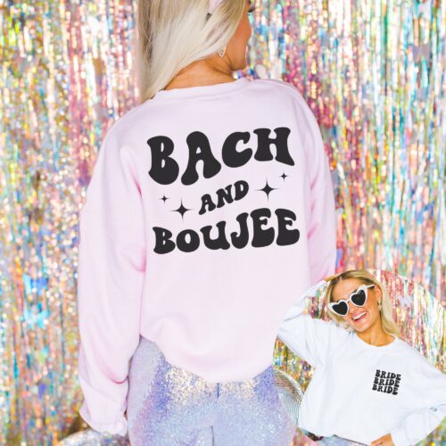 Custom Bachelorette Party Groovy Retro Bach Sweatshirt: Bach And Boujee Design image 0