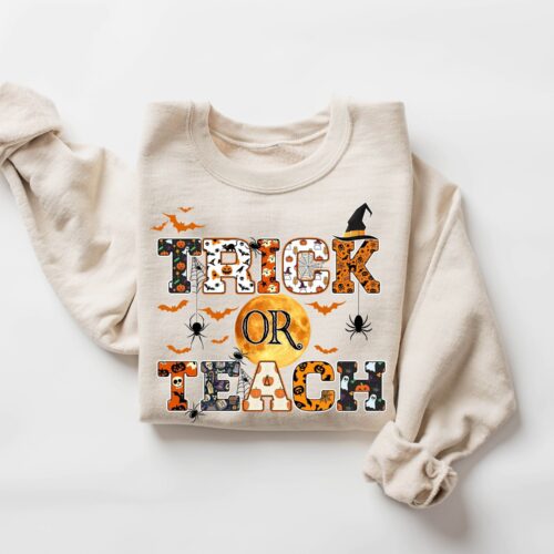 Halloween Trick Or Teach Spooky Funny Fall Appreciation Shirt image 0