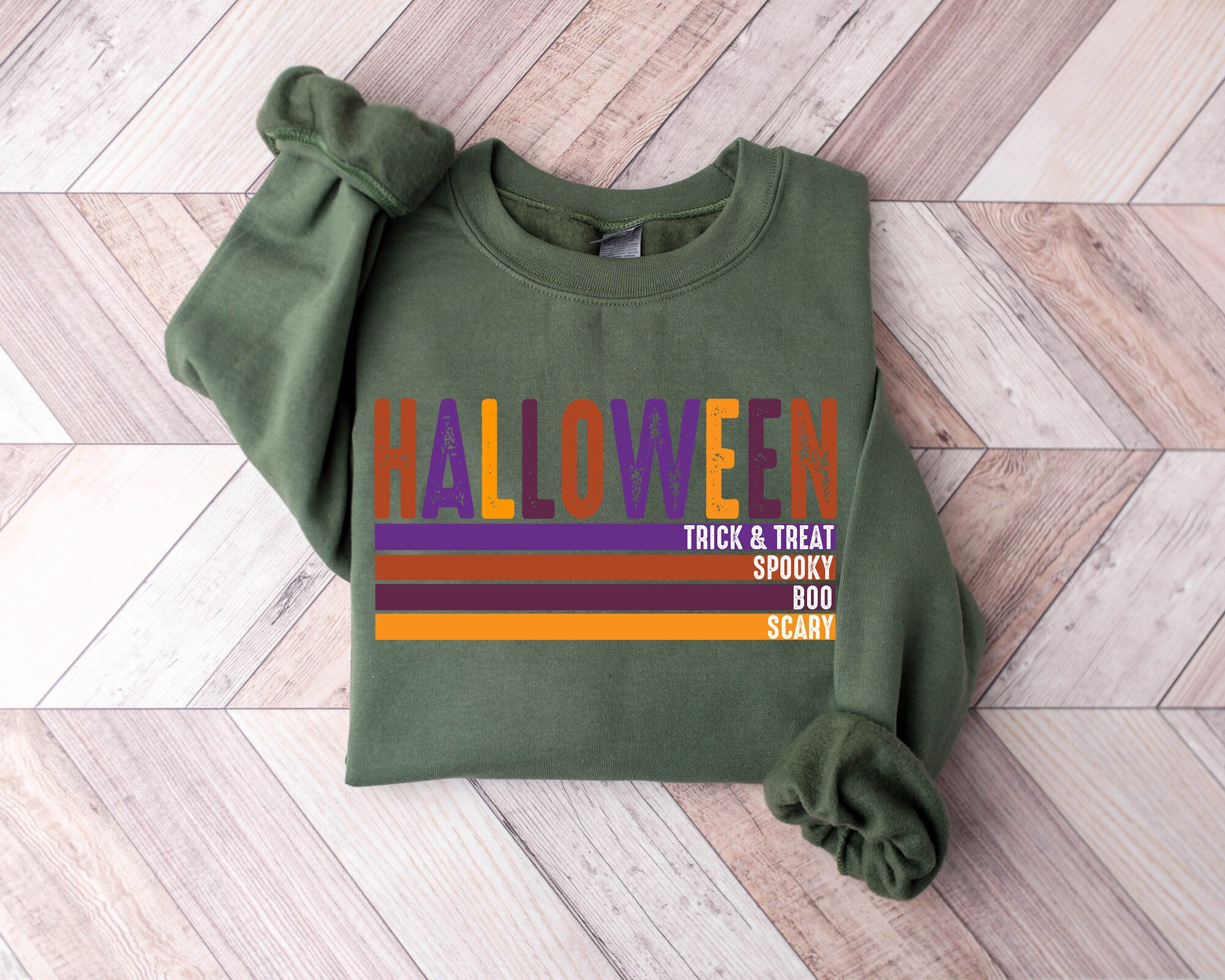 Halloween Trick or Treat Sweatshirt: Funny Retro Halloween Shirt image 3