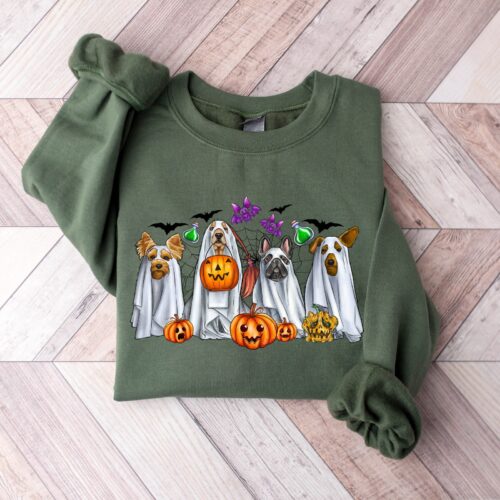 Halloween Ghost Dog Sweatshirt - Retro Spooky Season image 0