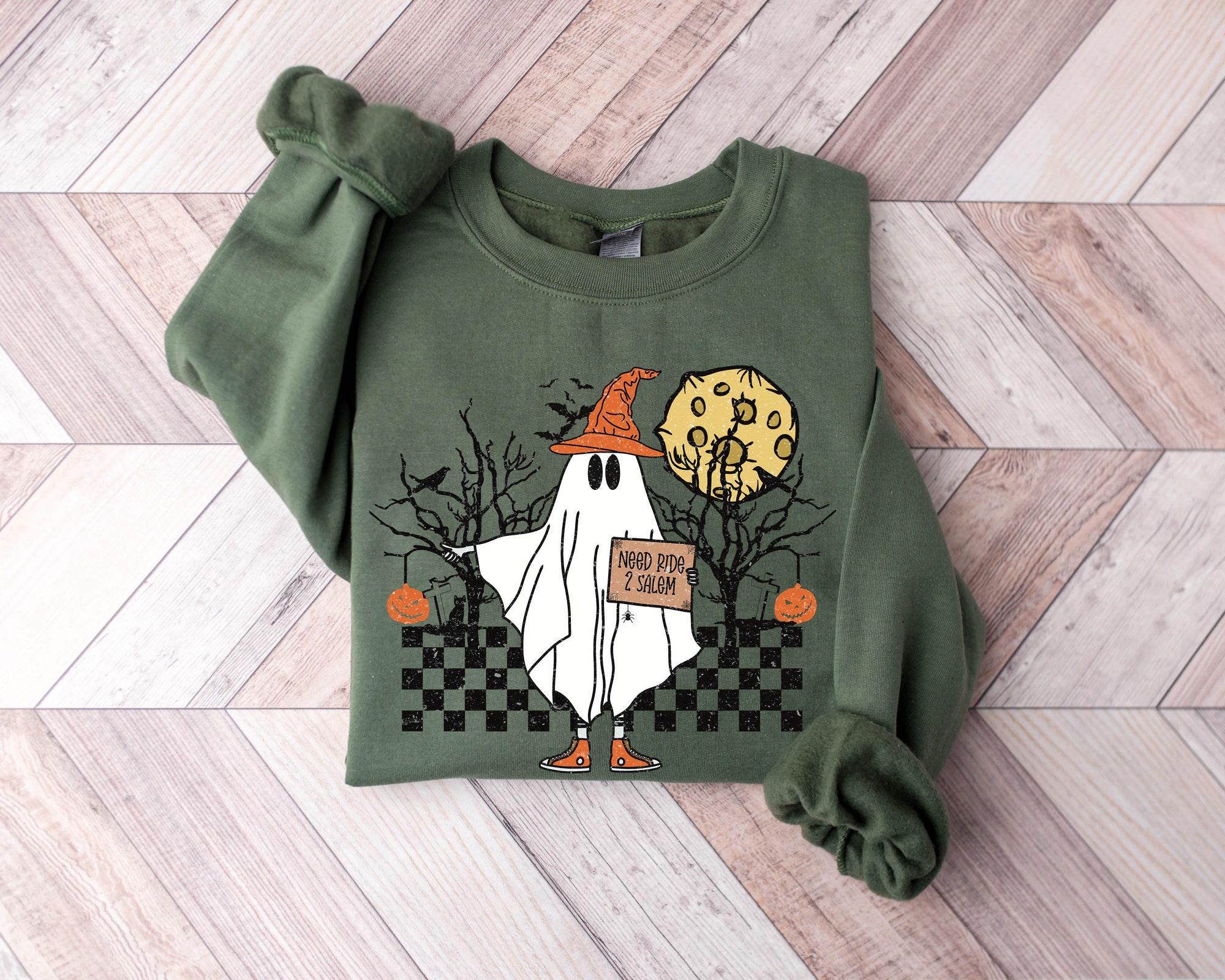 Boo Ghost Halloween Sweatshirt Cute Ghost Tee Funny Halloween Gift image 2