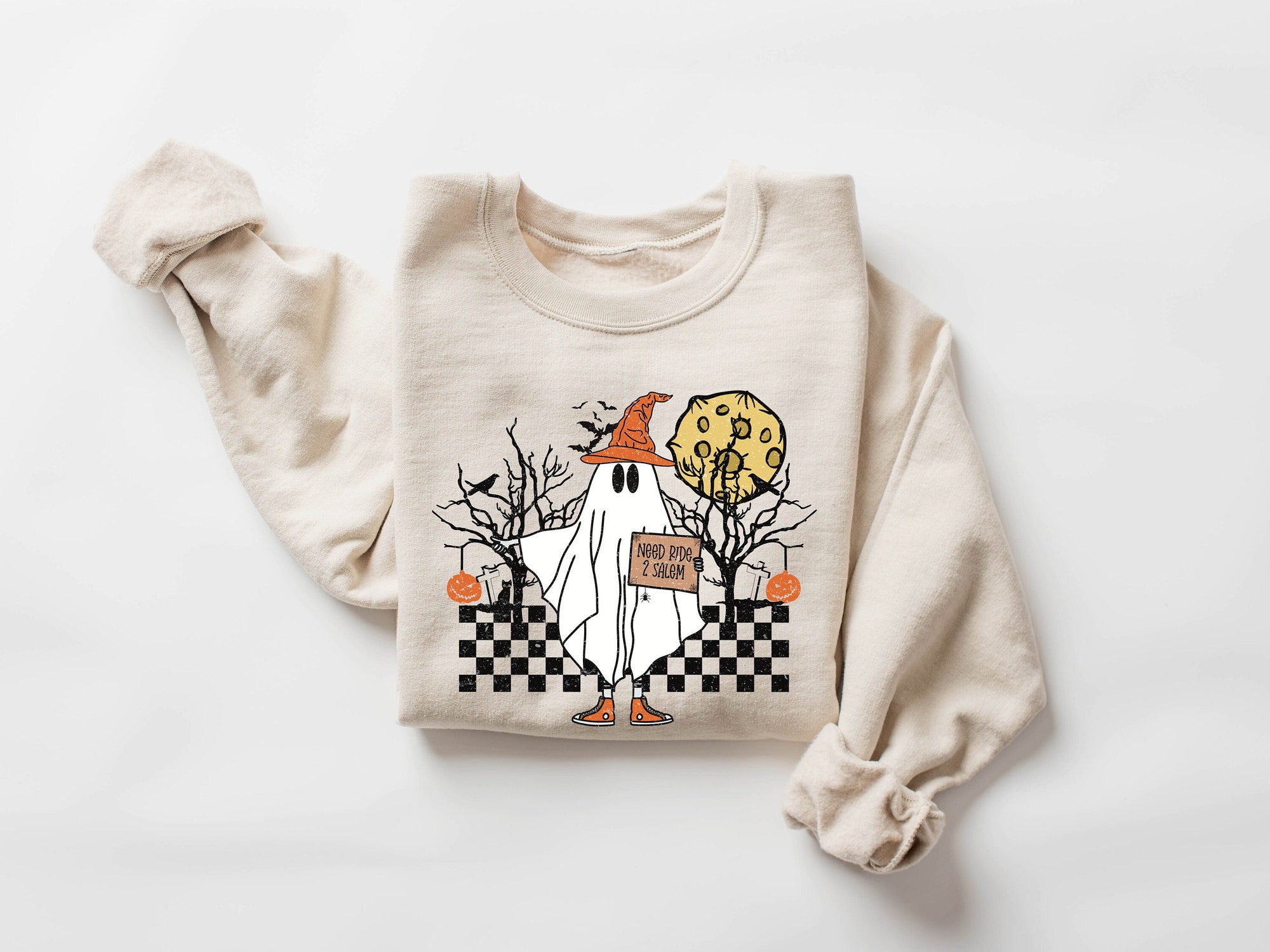 Boo Ghost Halloween Sweatshirt Cute Ghost Tee Funny Halloween Gift image 0