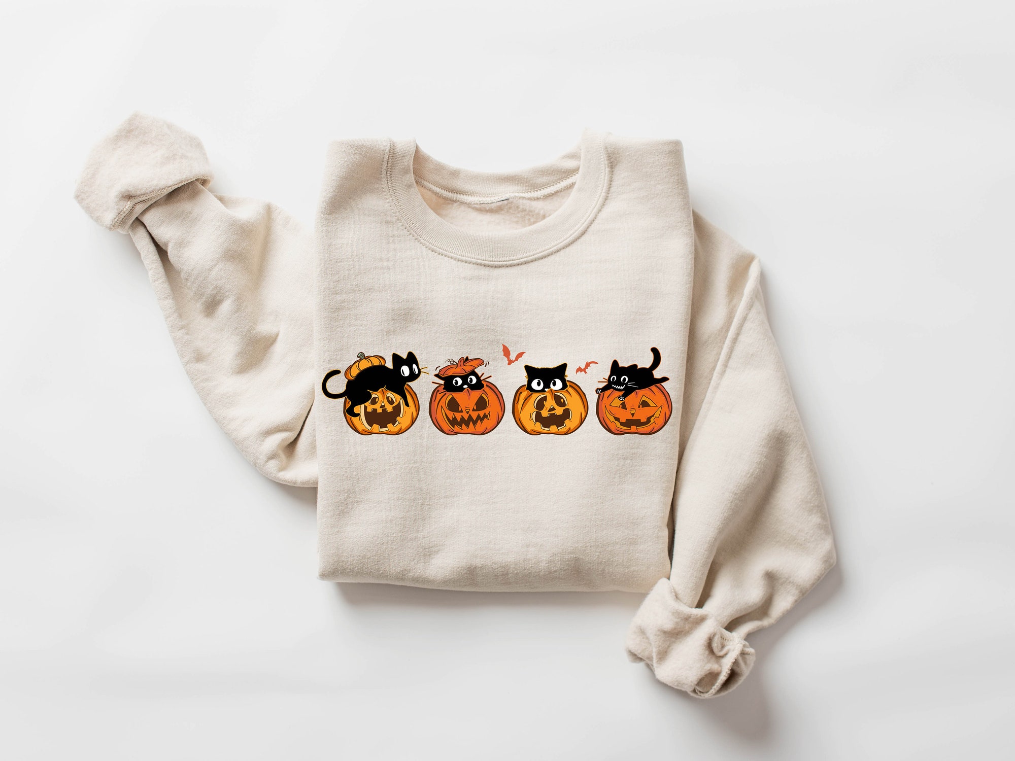 Halloween Sweatshirt - Cat Ghost Sweater Spooky Season image 1