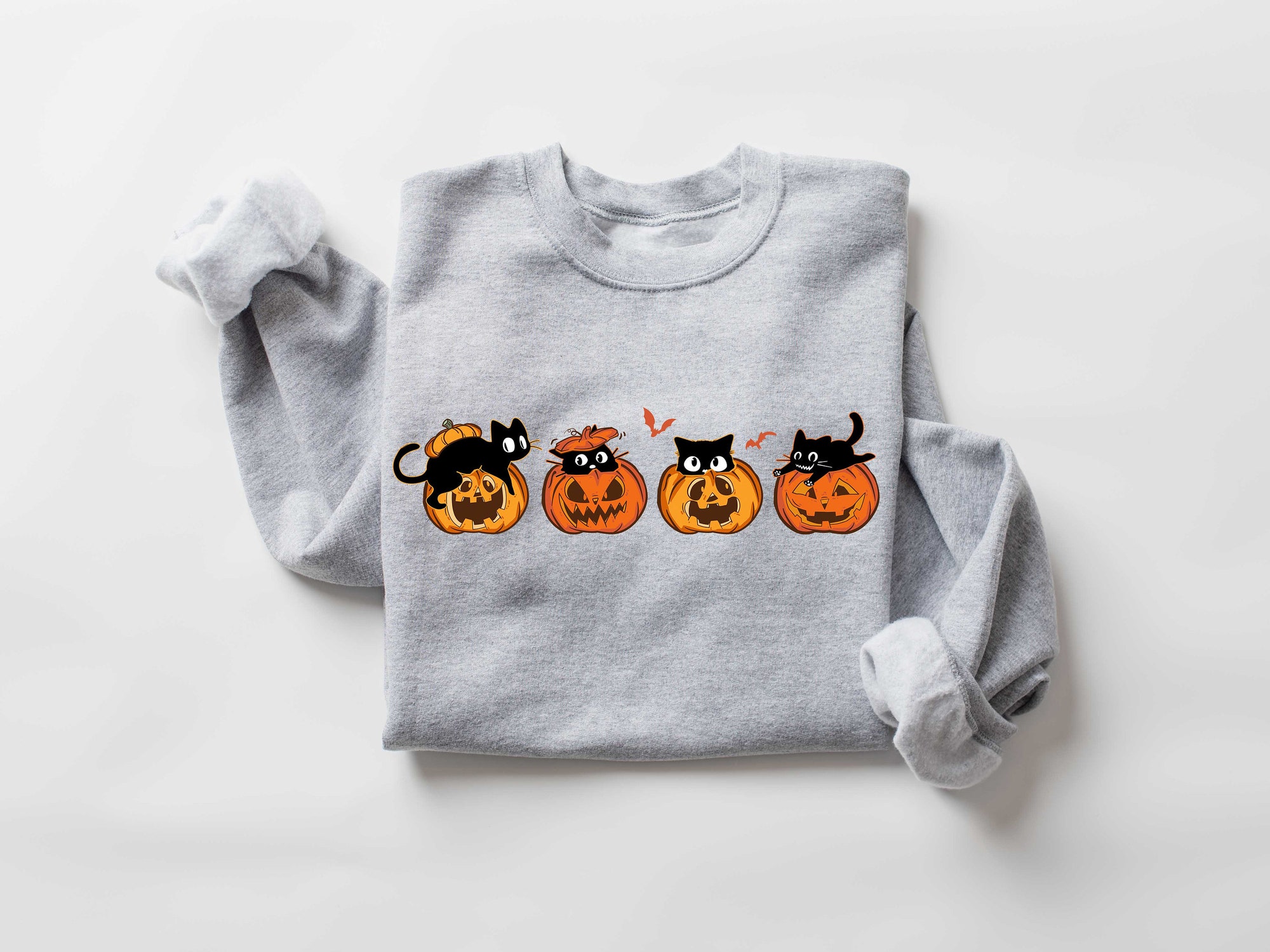 Halloween Sweatshirt - Cat Ghost Sweater Spooky Season image 2