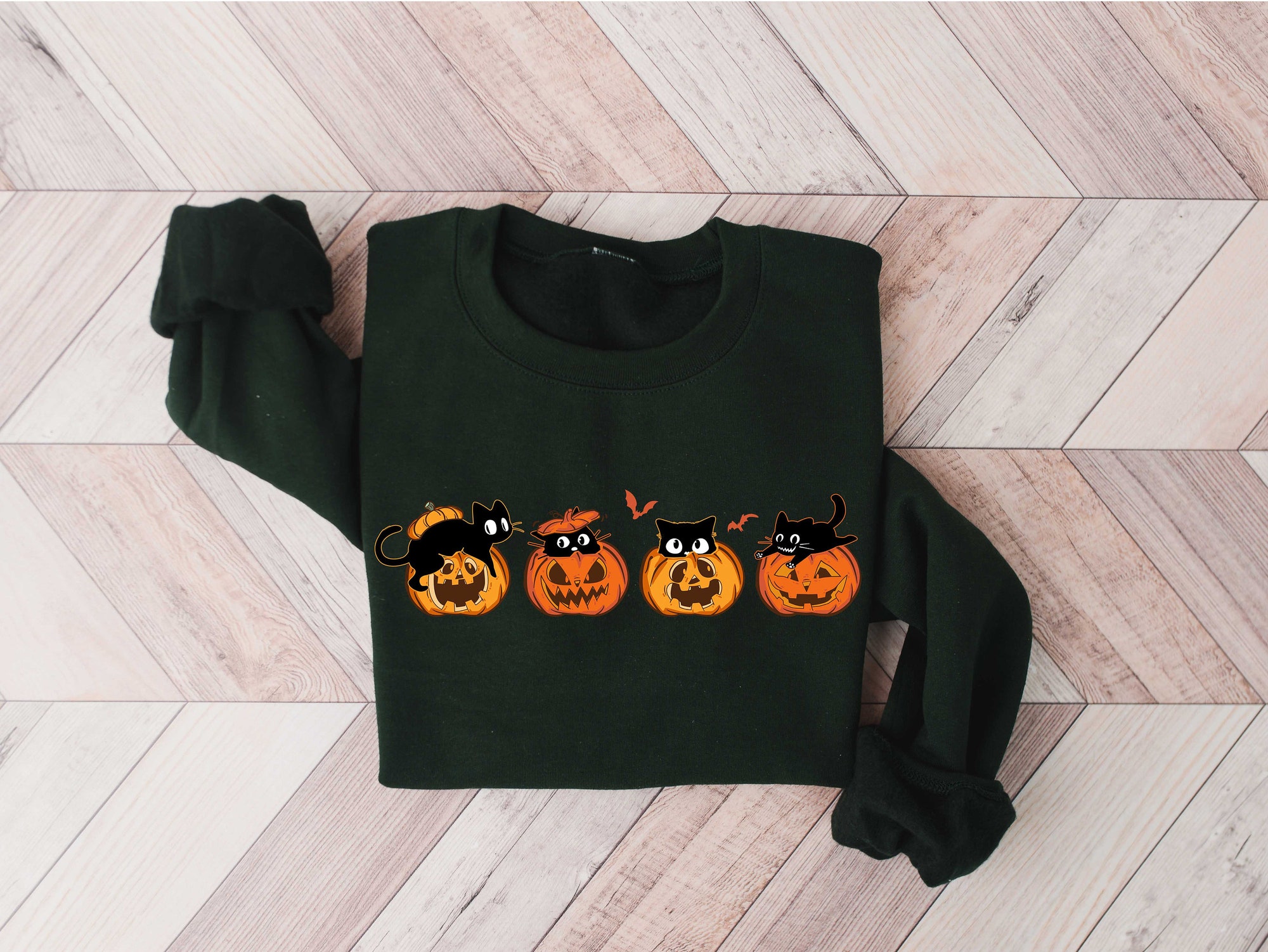 Halloween Sweatshirt - Cat Ghost Sweater Spooky Season image 3