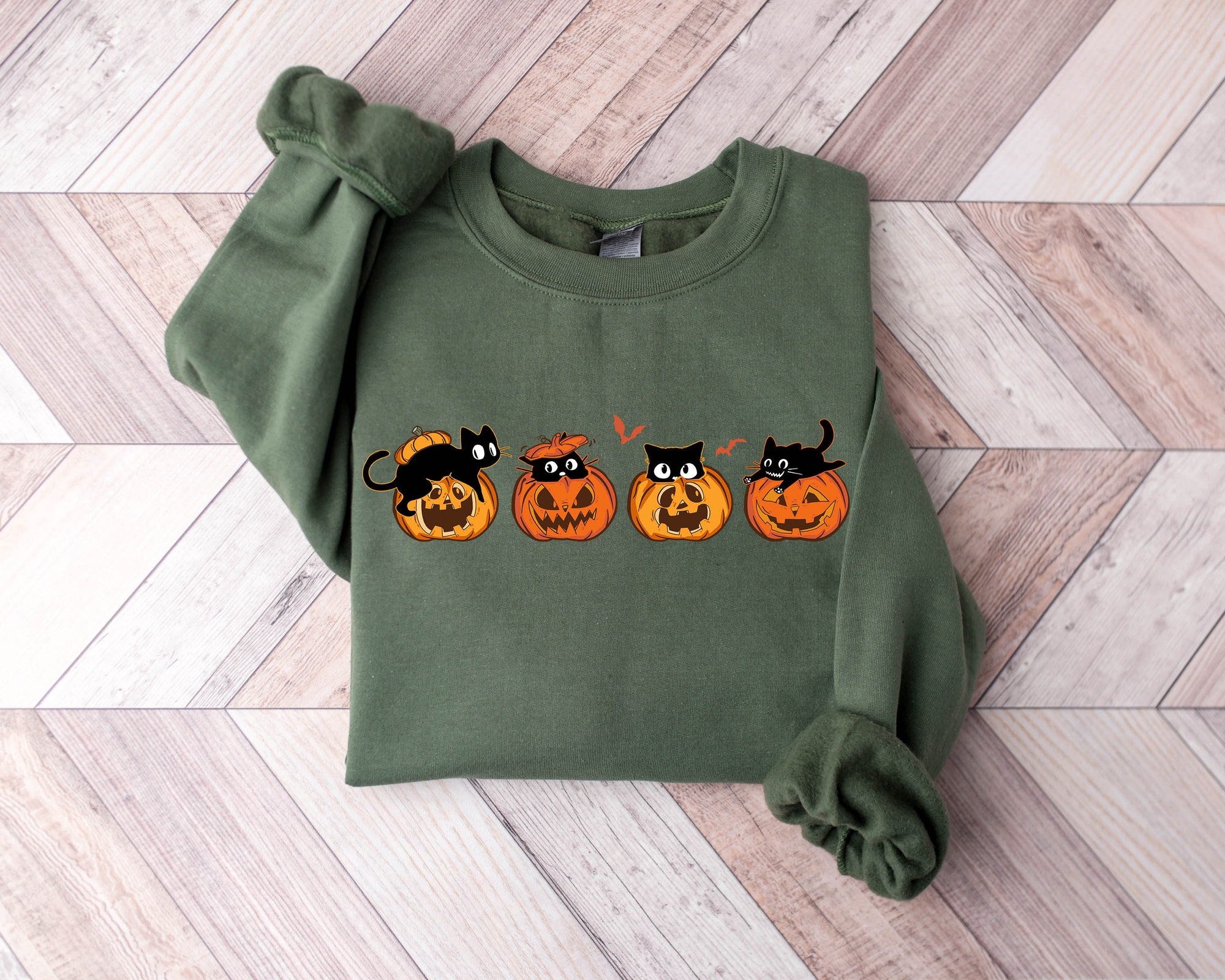 Halloween Sweatshirt - Cat Ghost Sweater Spooky Season image 0