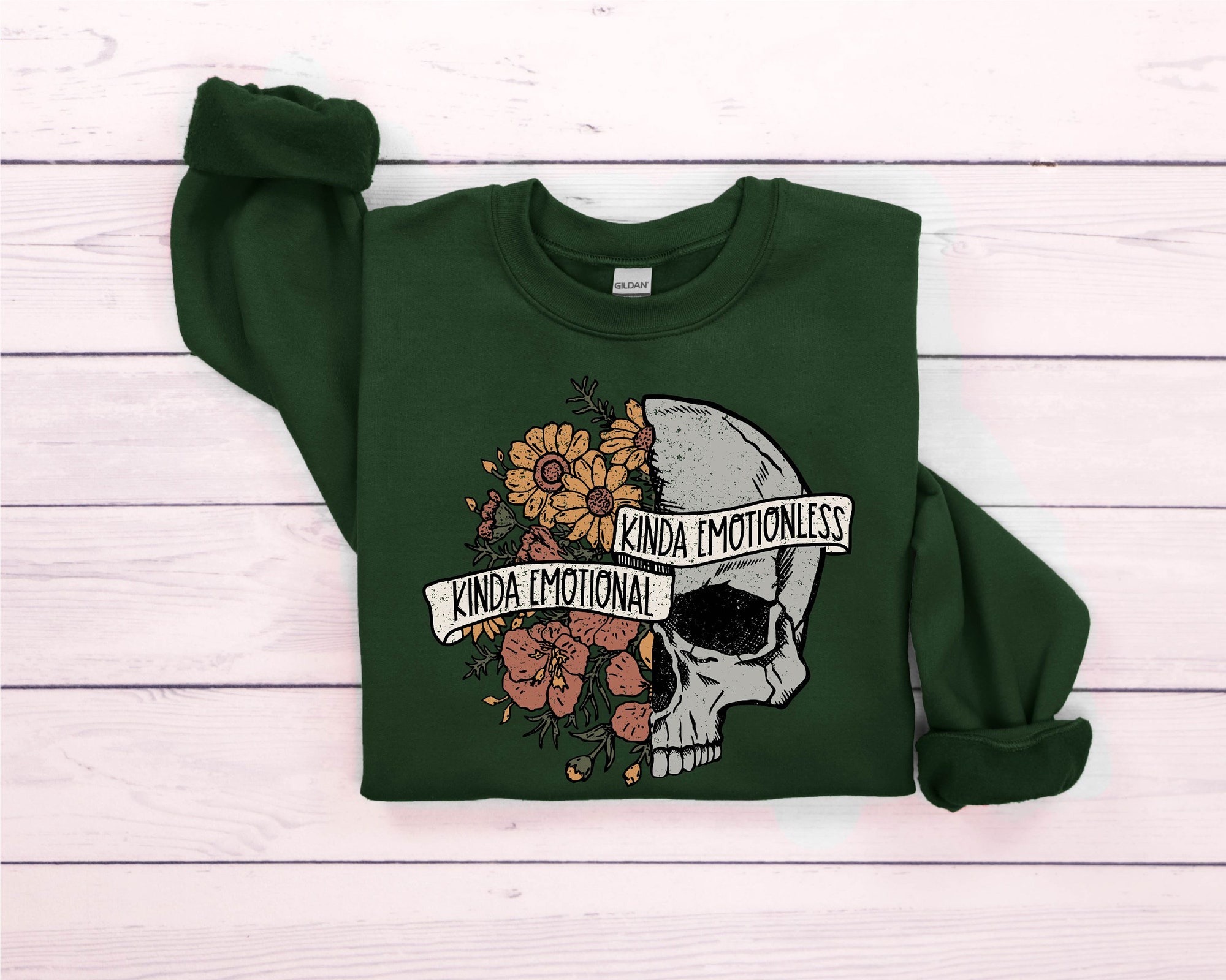 Spooky Floral Skull & Skeleton Sweatshirt for Halloween Season image 4