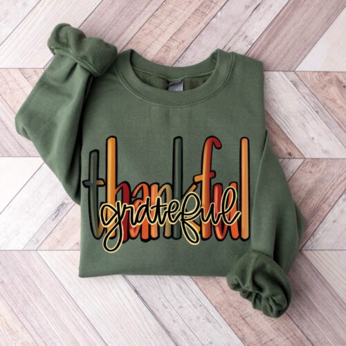 Thankful Grateful Blessed Sweatshirt | Thanksgiving Gift image 0