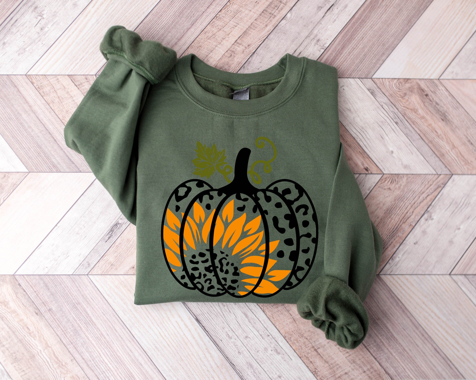 Leopard Pumpkin Sweatshirt Halloween Sweater Cute Fall Sweatshirt image 4