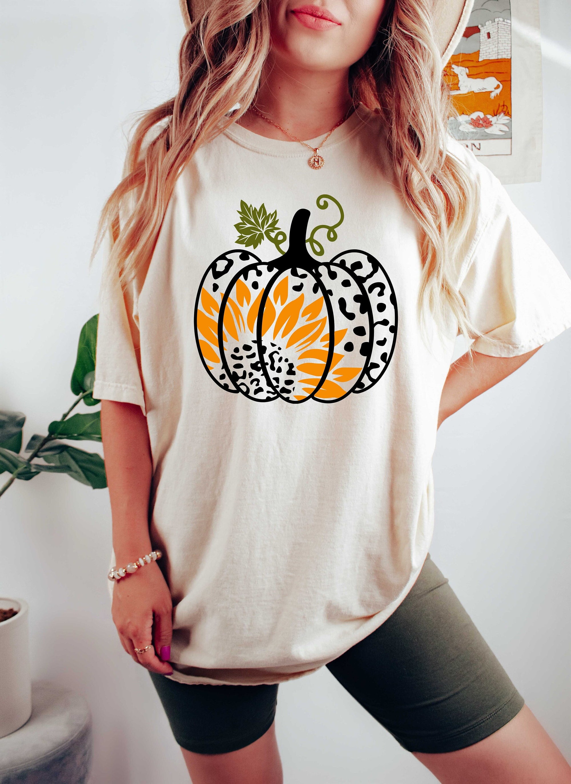 Leopard Pumpkin Sweatshirt Halloween Sweater Cute Fall Sweatshirt image 0