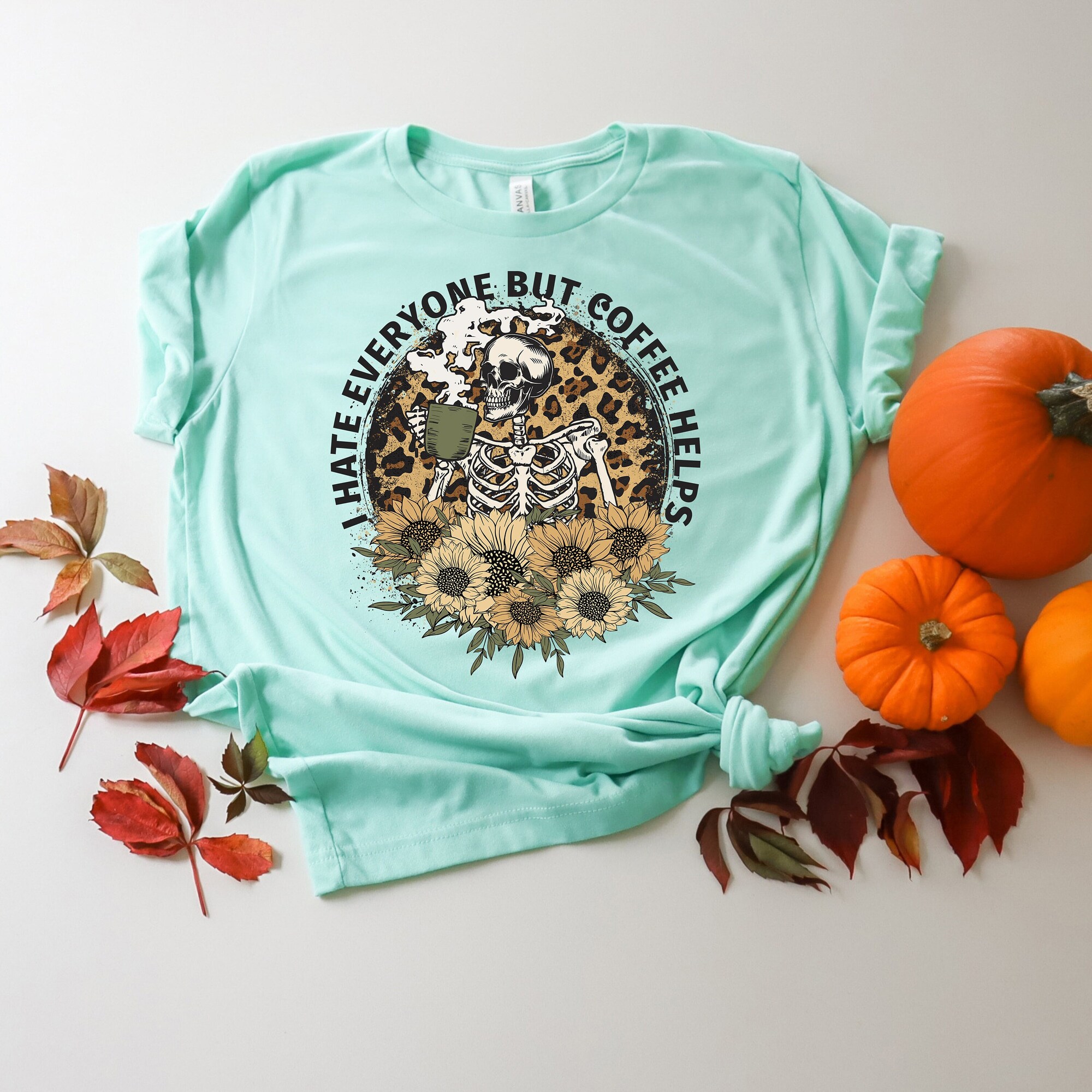 Skeleton Coffee & Fall Tees: Perfect for Halloween & Thanksgiving image 2