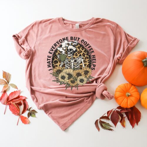 Skeleton Coffee & Fall Tees: Perfect for Halloween & Thanksgiving image 0