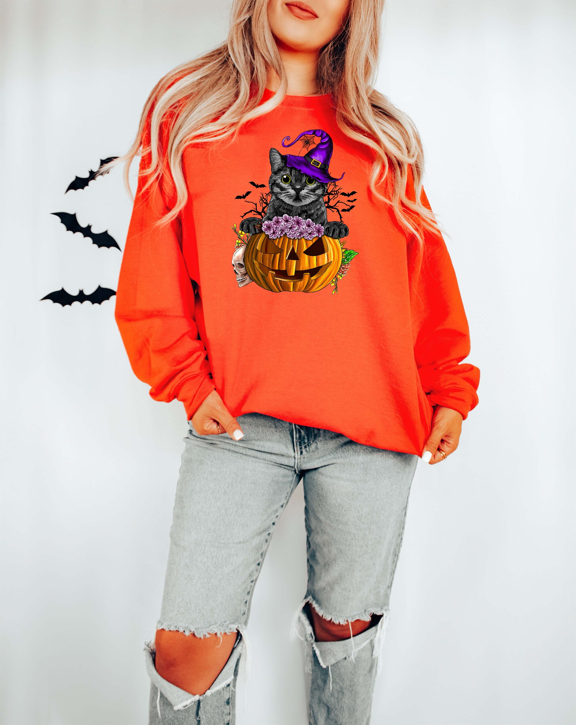 Halloween Sweatshirt: Cat Lover Shirt image 2