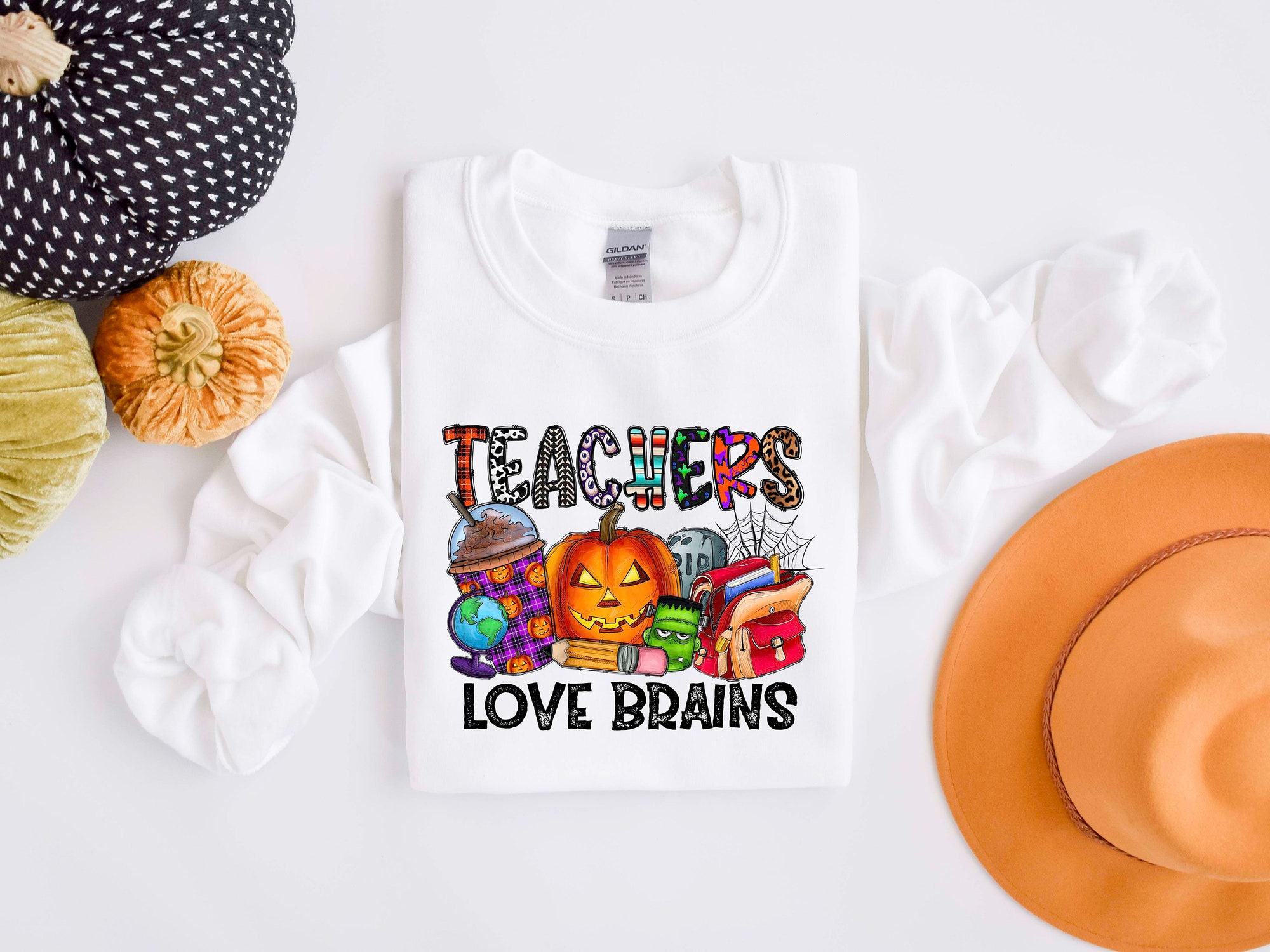 Teacher's Love Brains Halloween Back to School Shirt image 2