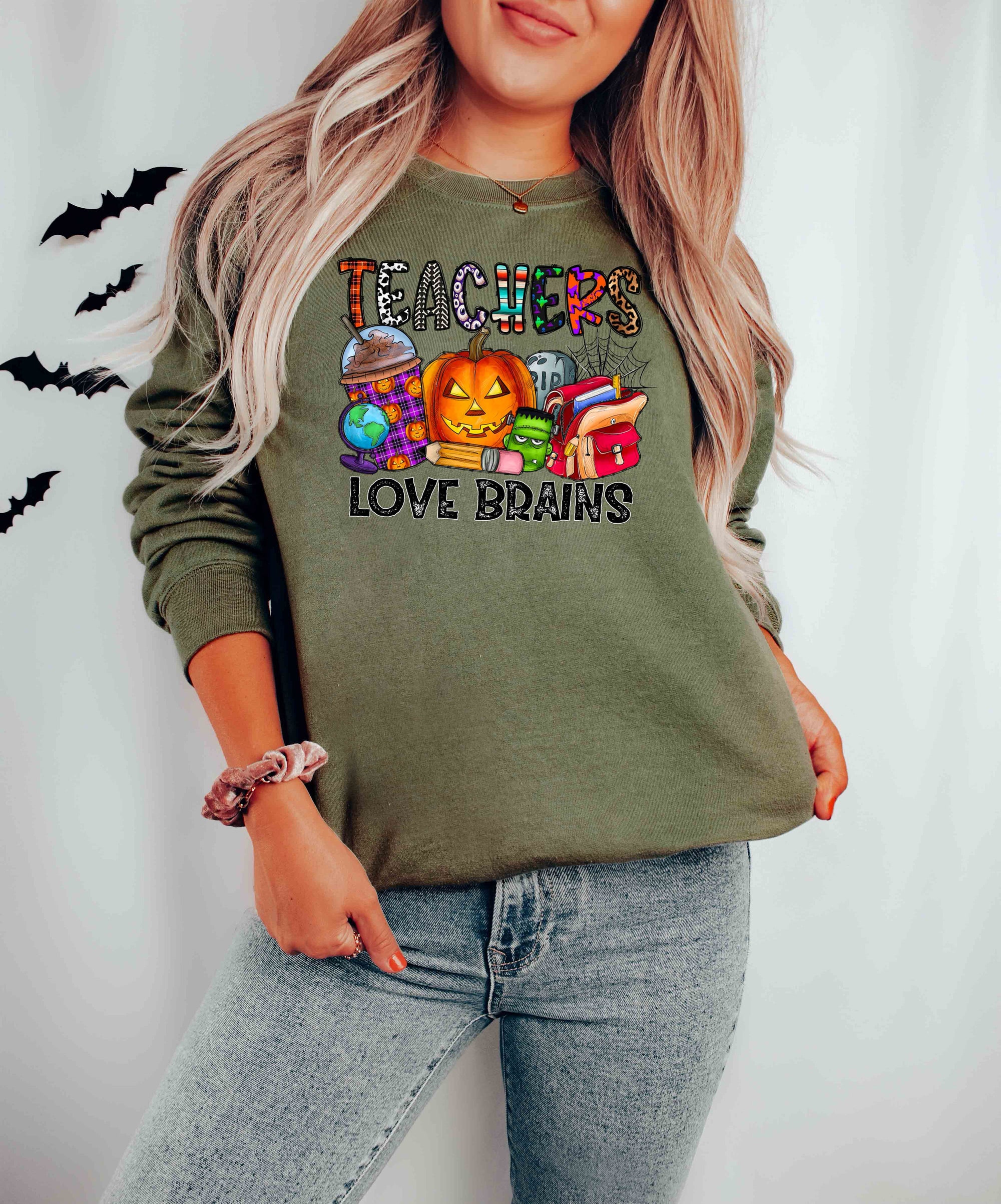 Teacher's Love Brains Halloween Back to School Shirt image 3