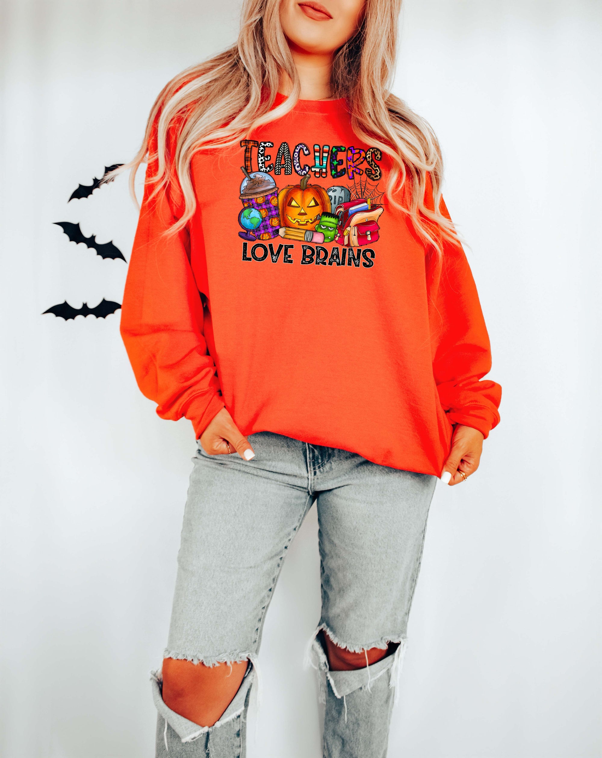 Teacher's Love Brains Halloween Back to School Shirt image 4