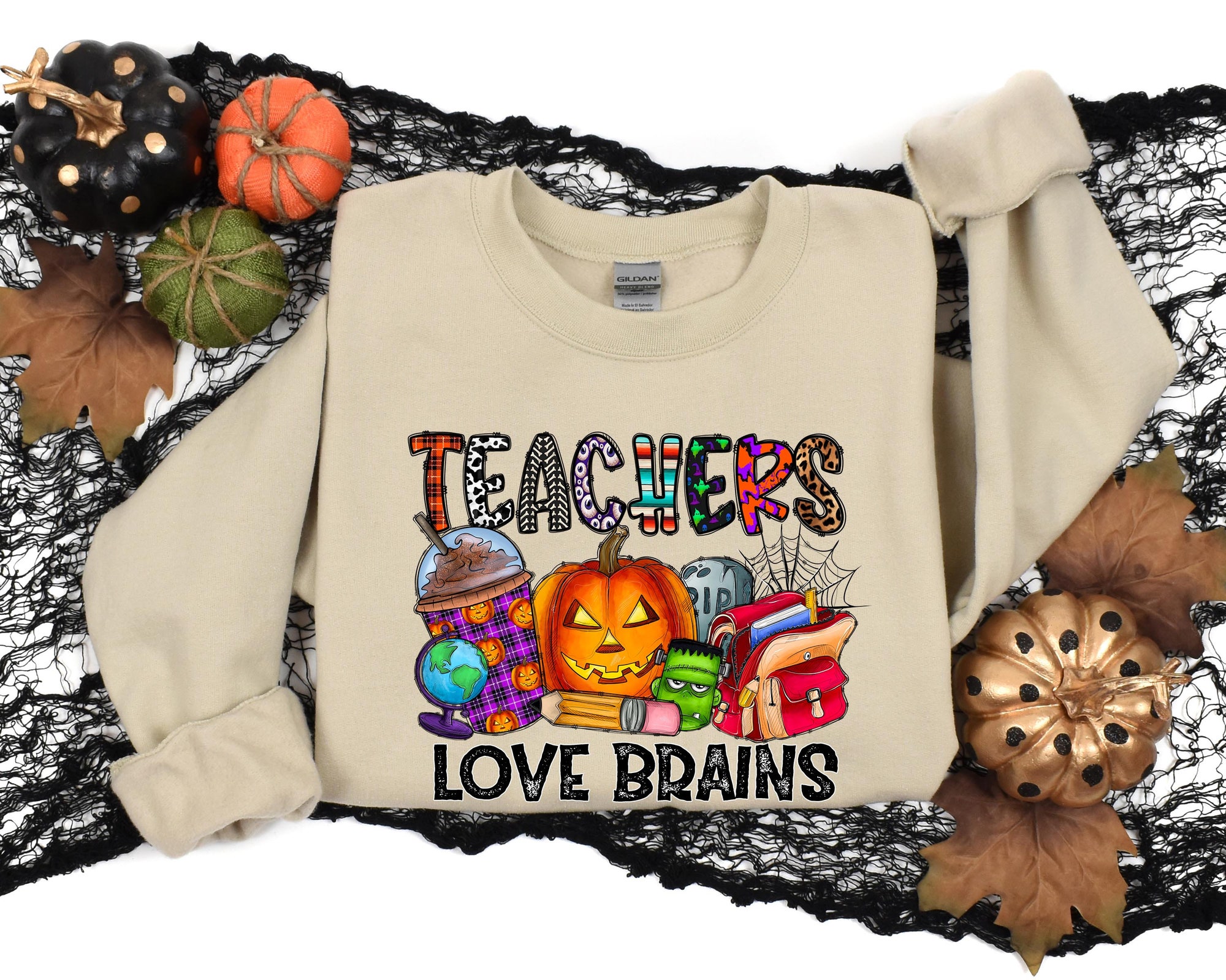 Teacher's Love Brains Halloween Back to School Shirt image 1