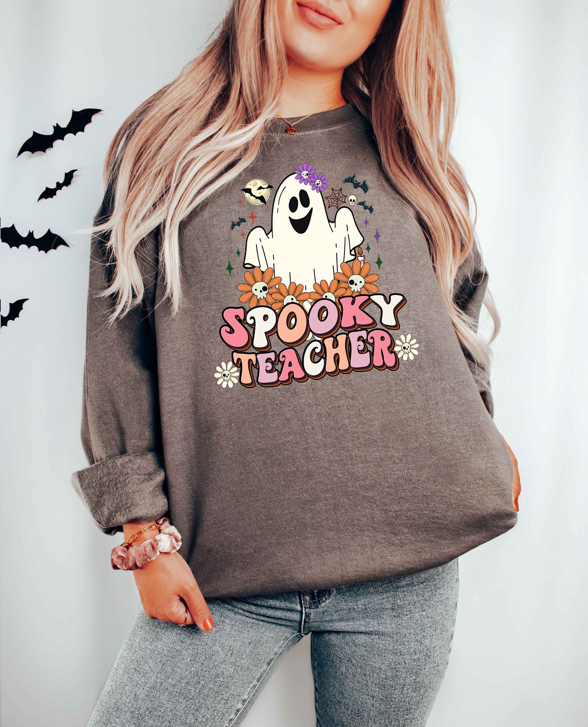 Spooky Teacher Ghost Halloween Sweatshirt image 0