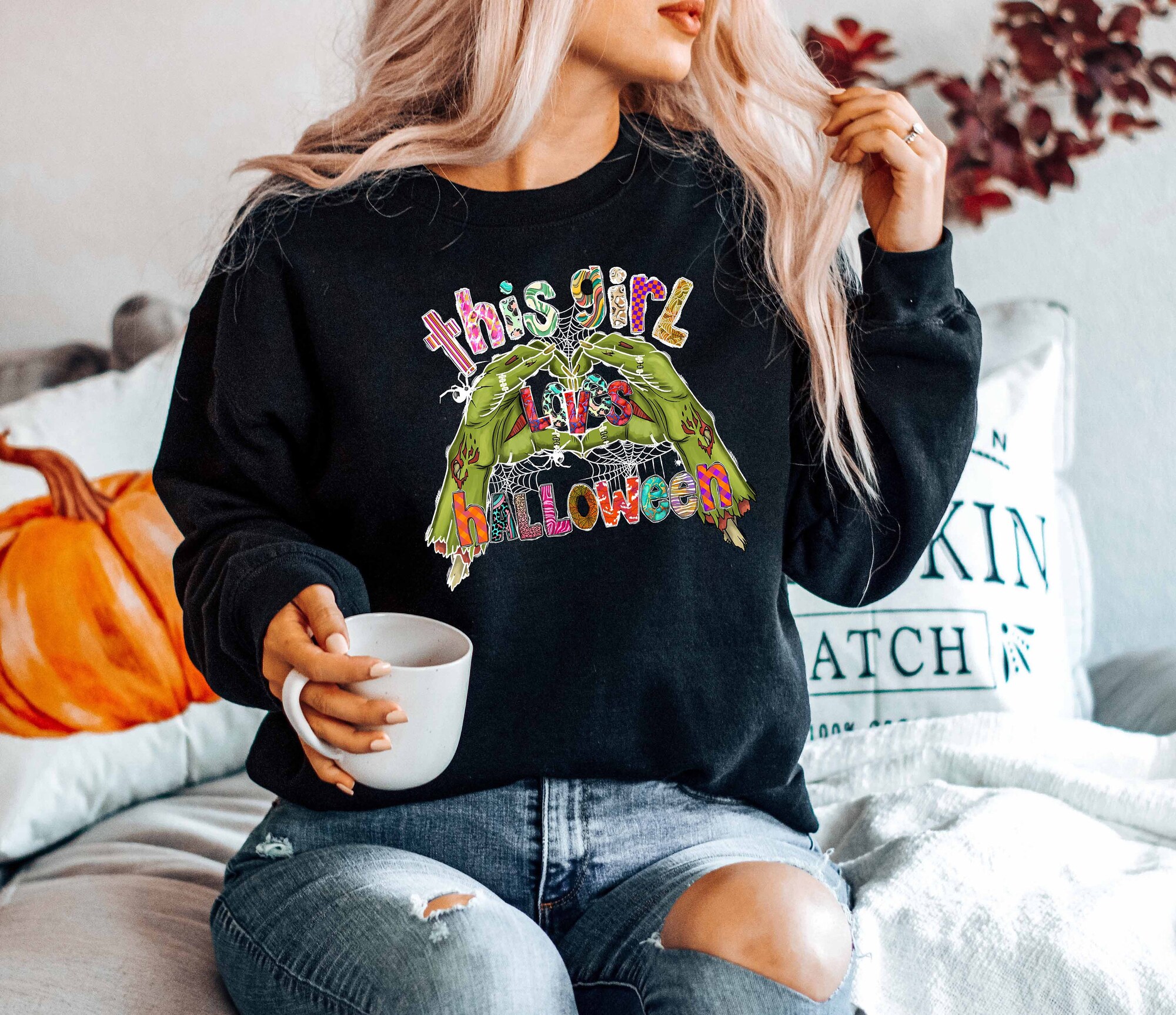 This Girl Loves Halloween Sweatshirt image 4