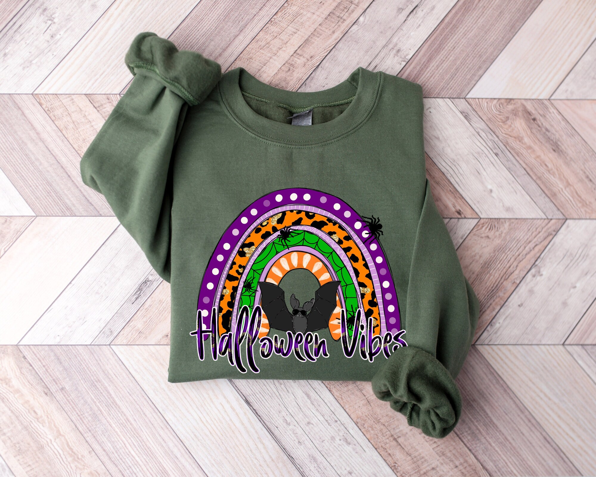 Halloween Vibes Rainbow Sweatshirt: Spooky Funny Women's Gift Shirt image 1