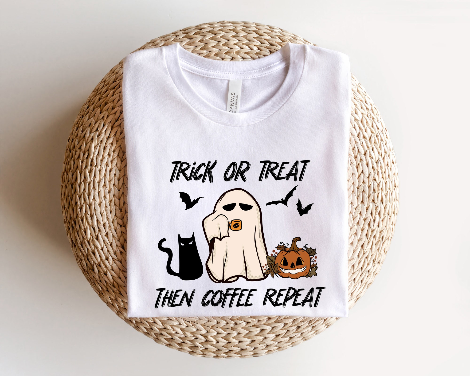 Halloween Trick or Treat Coffee Shirt: Funny Halloween Sweatshirt image 2