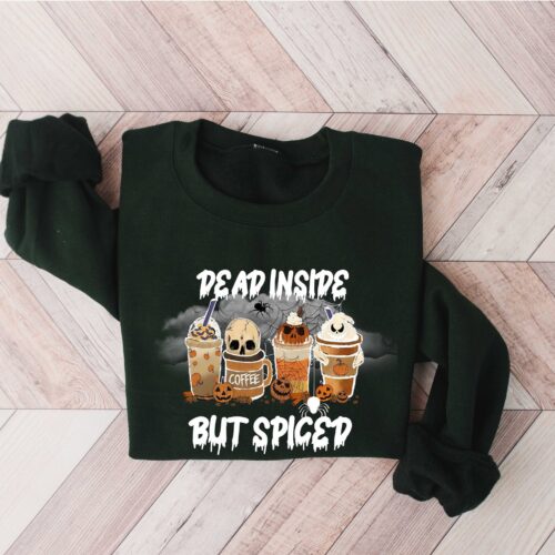 Dead Inside But Spiced Halloween Skeleton Shirt image 0