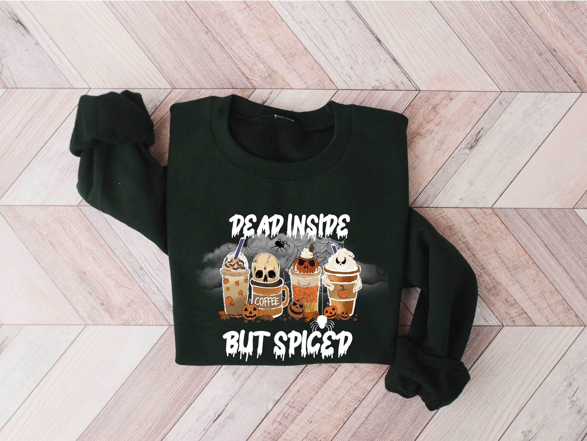 Dead Inside But Spiced Halloween Skeleton Shirt image 0