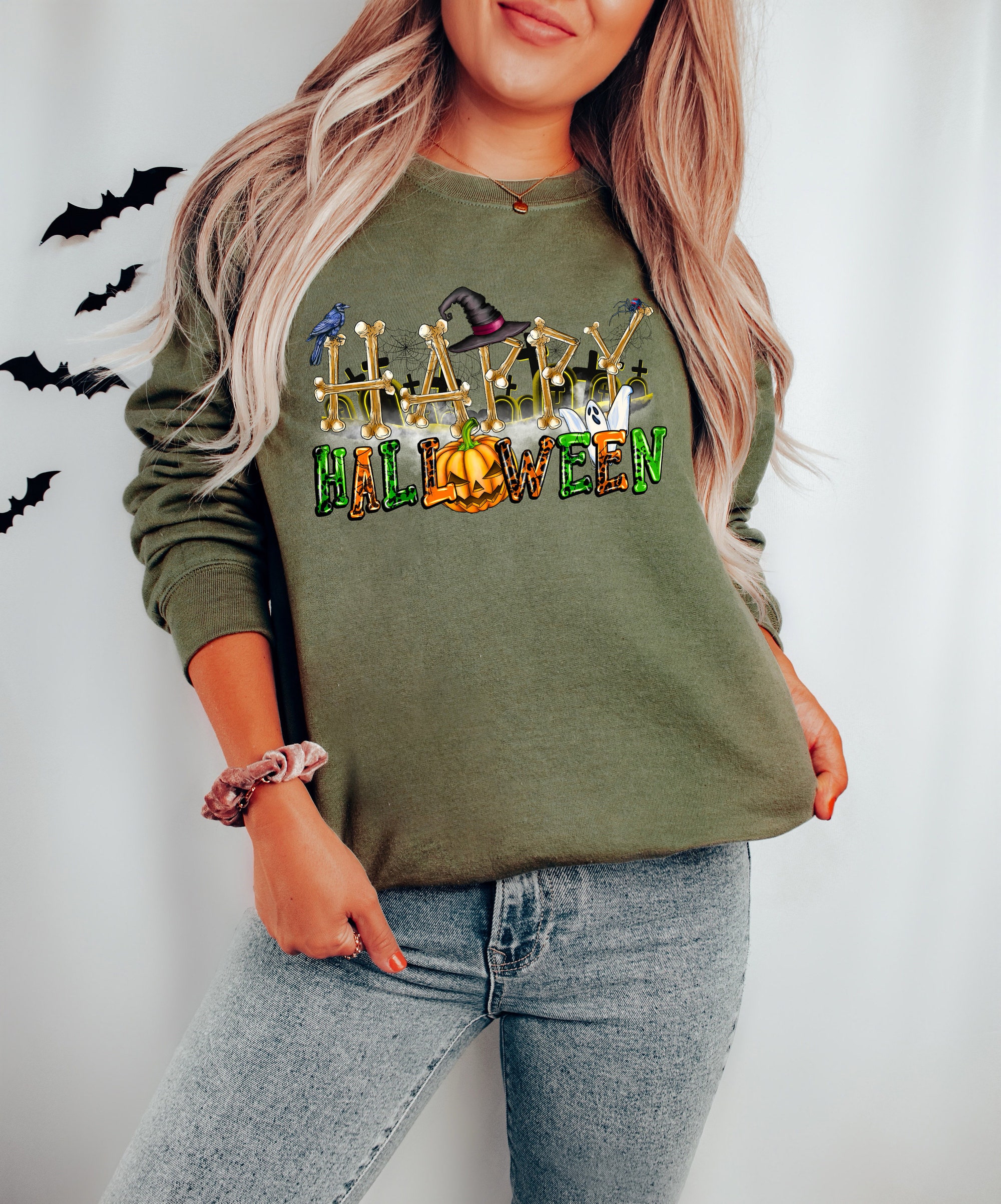 Happy Halloween Sweatshirt Funny Women's Halloween Shirt image 1