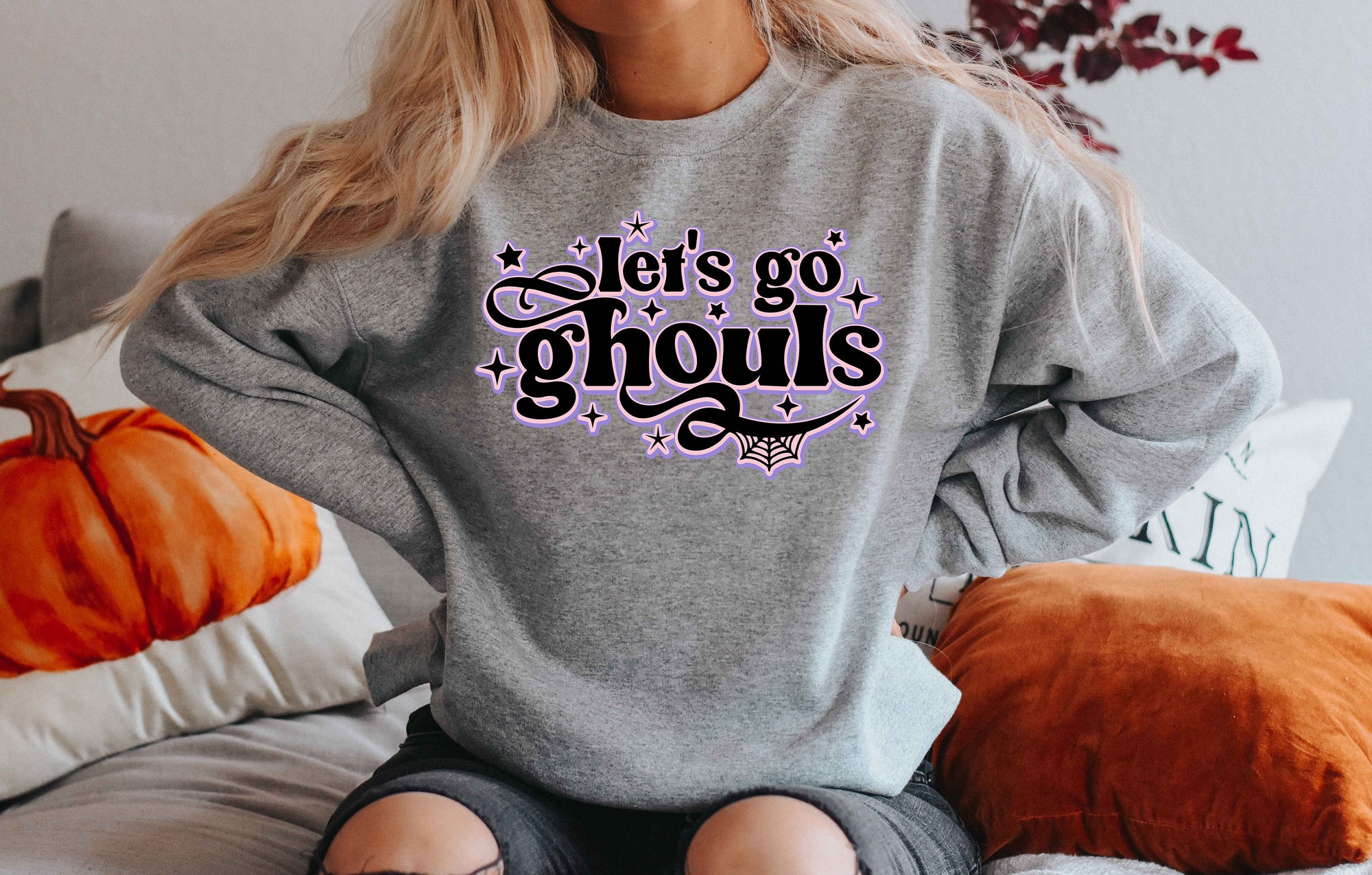 Let's Go Ghouls Vintage Halloween Retro Fall Tee image 1