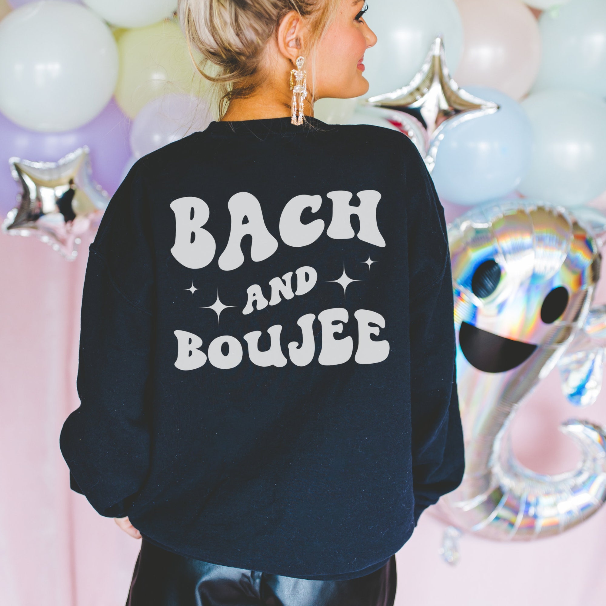 Custom Bachelorette Party Groovy Retro Bach Sweatshirt: Bach And Boujee Design image 1