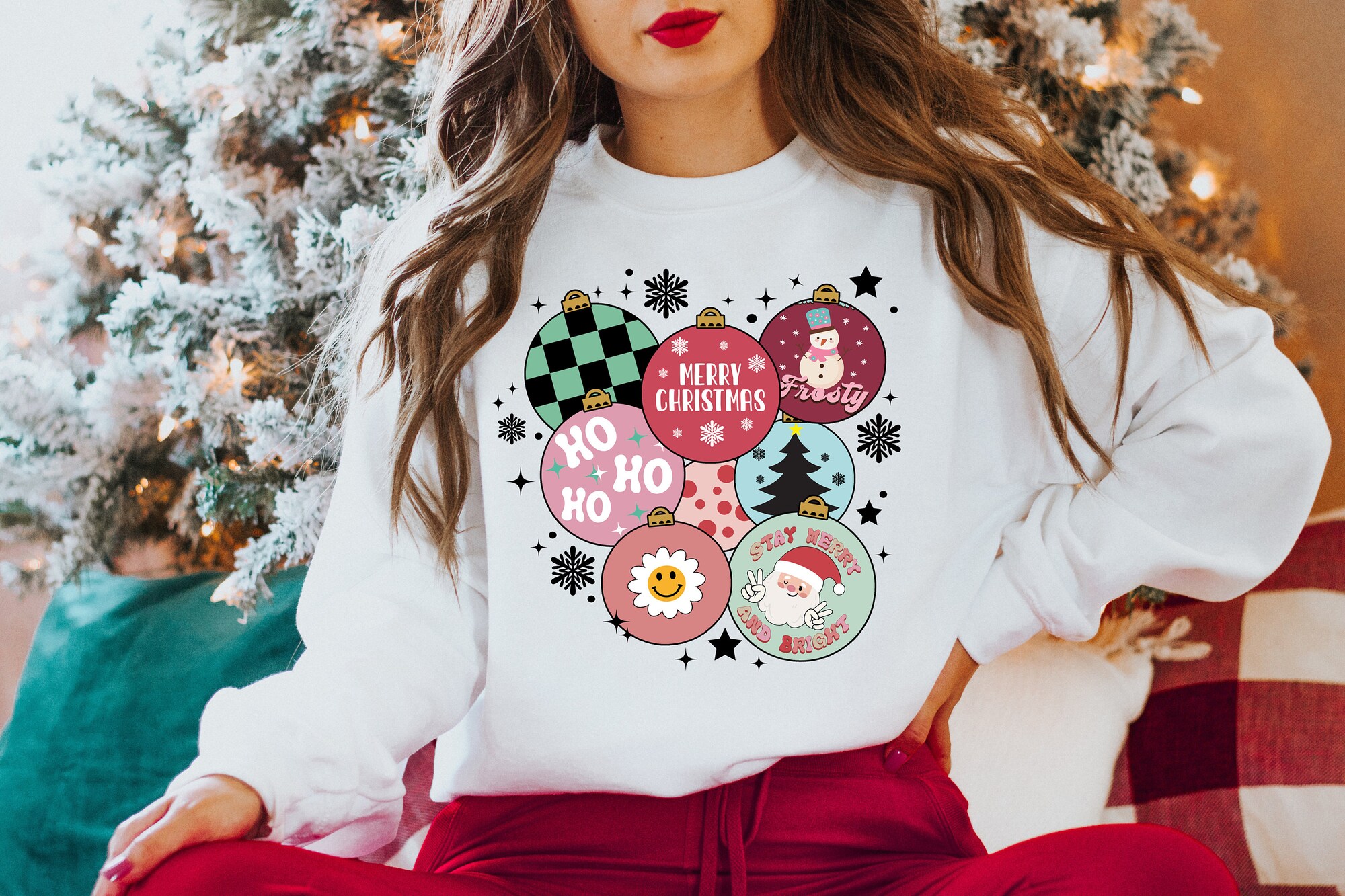 Retro Christmas Tee & Sweatshirt: Ornaments & Holiday Fun image 1