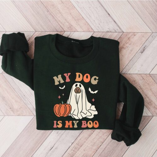 My Dog Is My Boo Sweatshirt - Dog Mom Halloween Shirt image 0