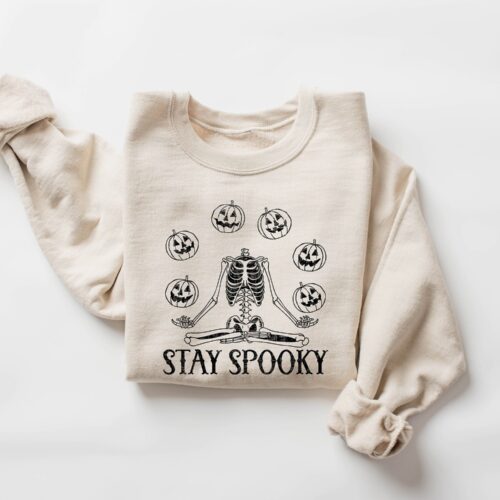 Spooky Sweatshirt Stay Spooky Skeleton Halloween Shirt image 0