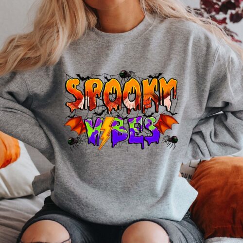 Spooky Vibes Halloween Vintage Retro Sweatshirt image 0