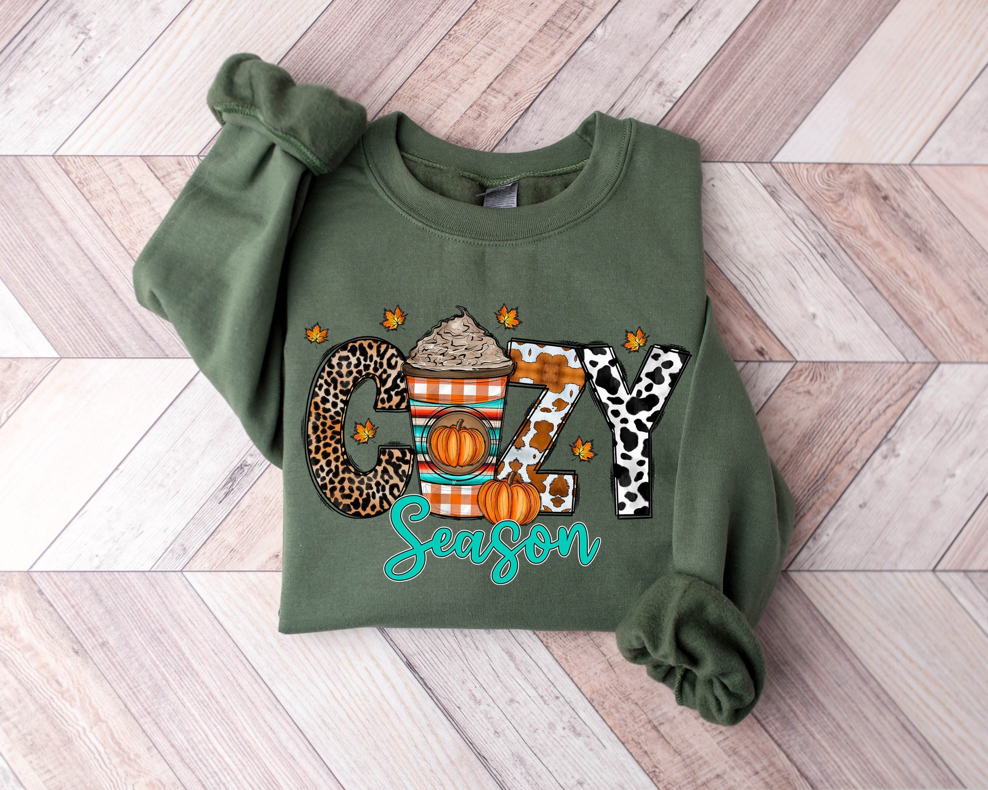 Cozy Season Fall Sweatshirt 2024 Happy Thanksgiving Sweatshirt image 0